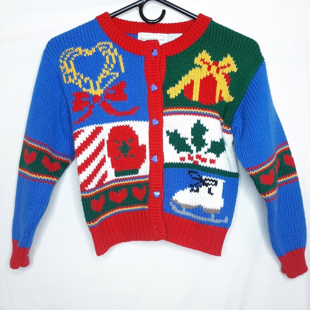 Vintage the eagle's eye girls christmas sweater